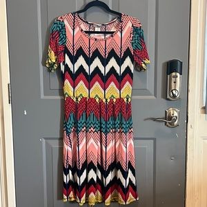 Women’s multicolor geometric dress. Size L